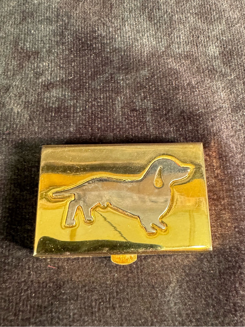 Polished Brass Dachshund-Themed Pill Box
